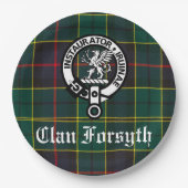 Clan Forsyth Wappen Abzeichen & Tartan individuell Pappteller (Vorderseite)