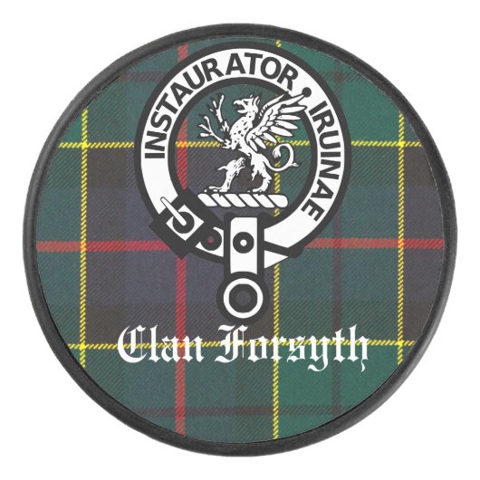 Clan Forsyth Wappen Abzeichen und Tartan Eishockey Puck (Vorderseite)