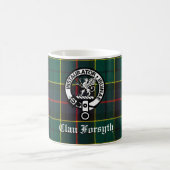 Clan Forsyth Wappen Abzeichen und Tartan Kaffeetasse (Mittel)