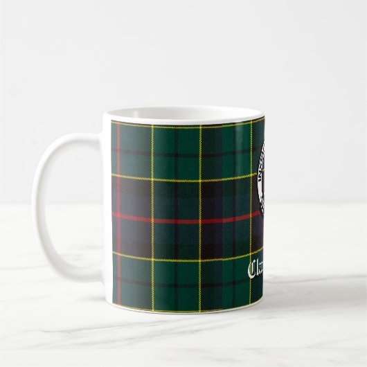 Clan Forsyth Wappen Abzeichen und Tartan Kaffeetasse (Links)