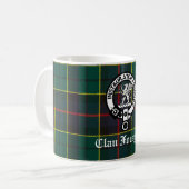 Clan Forsyth Wappen Abzeichen und Tartan Kaffeetasse (Vorderseite Links)