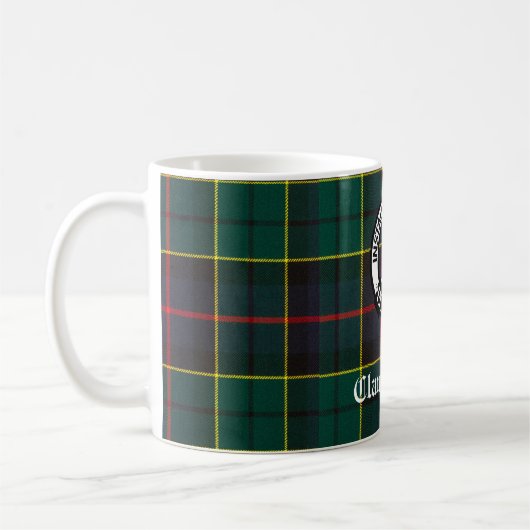 Clan Forsyth Wappen Abzeichen und Tartan Kaffeetasse (Links)
