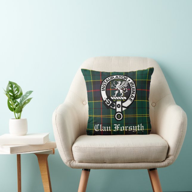 Clan Forsyth Wappen Abzeichen und Tartan Kissen (Stuhl )