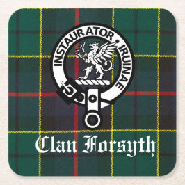 Clan Forsyth Wappen Abzeichen und Tartan Rechteckiger Pappuntersetzer
