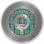 Clan Forsyth Wappen & Tartan Knot Aufkleber (Vorderseite)