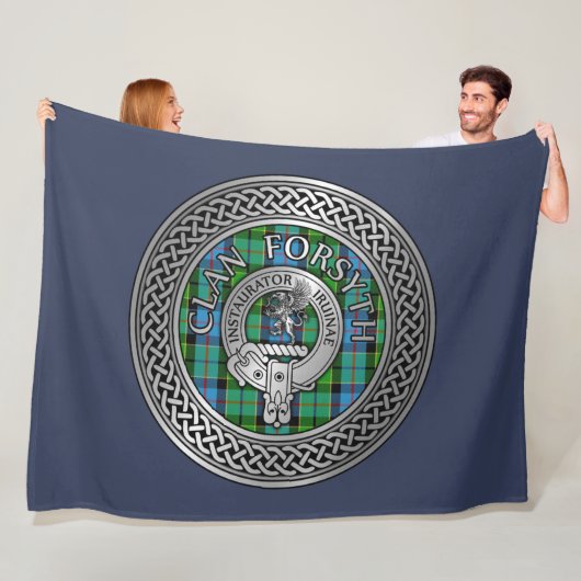 Clan Forsyth Wappen & Tartan Knot Fleecedecke (Beispiel)