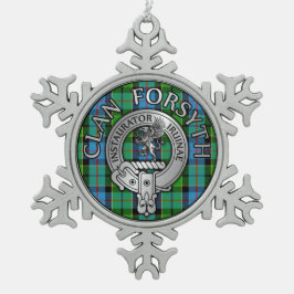 Clan Forsyth Wappen & Tartan Schneeflocken Zinn-Ornament