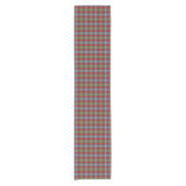 Clan Foster Light Blue und Red Scottish Tartan Kurzer Tischläufer (Vorderseite)