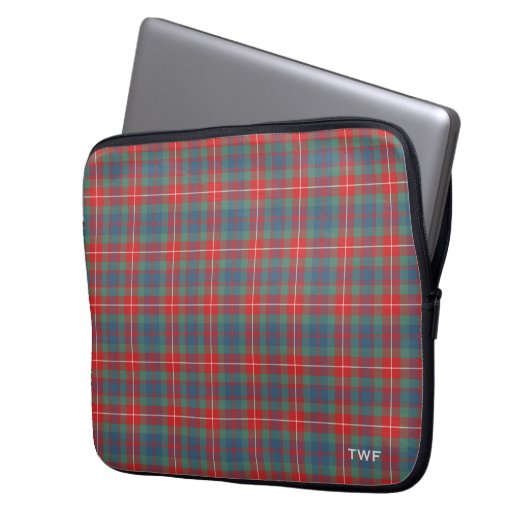 Clan Fraser Ancient Tartan Mit Monogramm Laptopschutzhülle (Vorderseite Links)