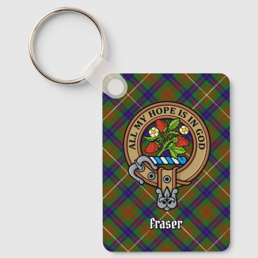 Clan Fraser Crest over Hunting Tartan Keychain Schlüsselanhänger (Vorderseite)