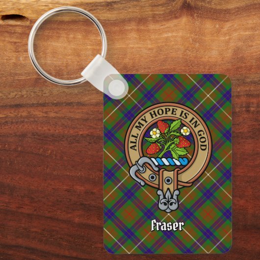 Clan Fraser Crest over Hunting Tartan Keychain Schlüsselanhänger (Vorderseite)