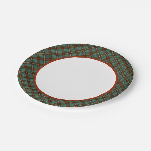 Clan Fraser Jagd Tartan Border Pappteller (Schrägansicht)
