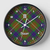 Clan Fraser Jagd Tartan Große Uhr (Vorderseite)