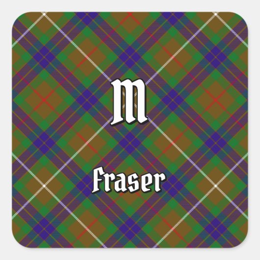 Clan Fraser Jagd Tartan Square Sticker (Vorderseite)