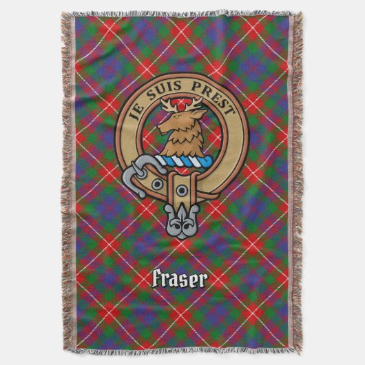 Clan Fraser of Lovat Wappen über Tartan Decke (Vorderseite Vertikal)