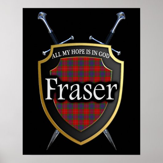 Clan Fraser Scottish Shield & Schwerter Poster (Vorne)