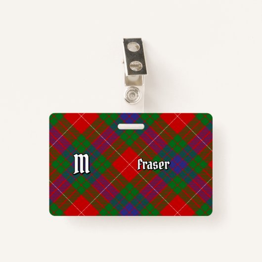 Clan Fraser Tartan Abzeichen Ausweis (Vorderseite mit Klammer)
