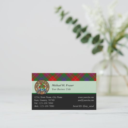 Clan Fraser Tartan Business Card Visitenkarte (Stehend Vorderseite)