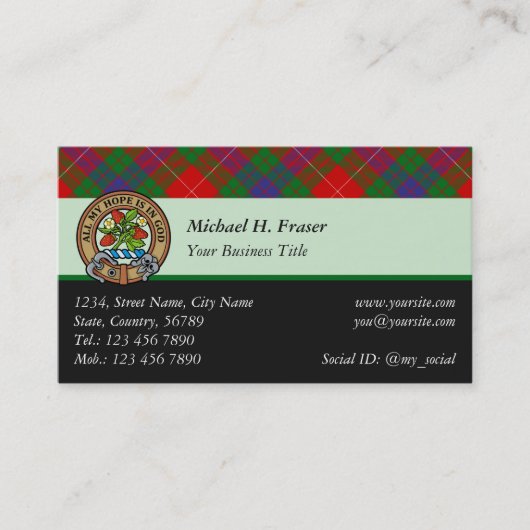 Clan Fraser Tartan Business Card Visitenkarte (Vorderseite)