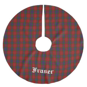 Clan Fraser Tartan Kariertes Baumrock Polyester Weihnachtsbaumdecke