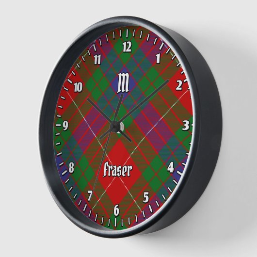 Clan Fraser Tartan Large Clock Uhr (Winkel)