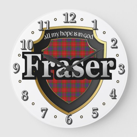Clan Fraser Tartan Scottish Dream Clock Große Wanduhr (Vorderseite)