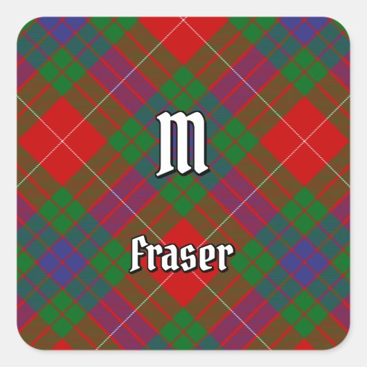 Clan Fraser Tartan Square Sticker (Vorderseite)