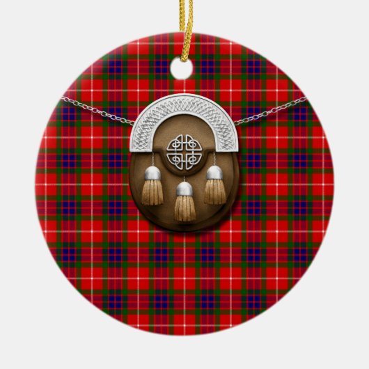 Clan Fraser Tartan und Sporran Keramikornament (Vorne)