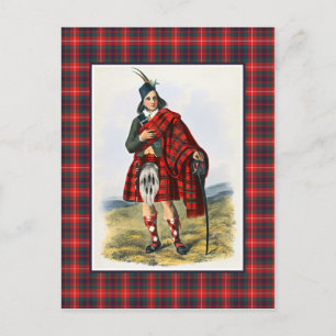 Clan Fraser Vintage-Illustration Tartan-Rahmen Postkarte