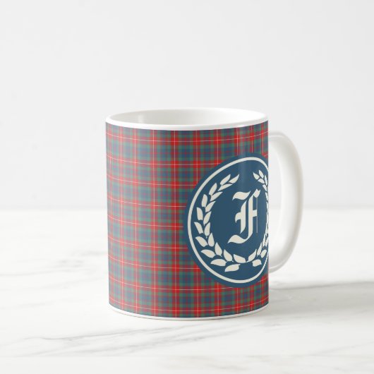 Clan Fraser von Lovat Ancient Tartan Monogram Kaffeetasse (VorderseiteRechts)