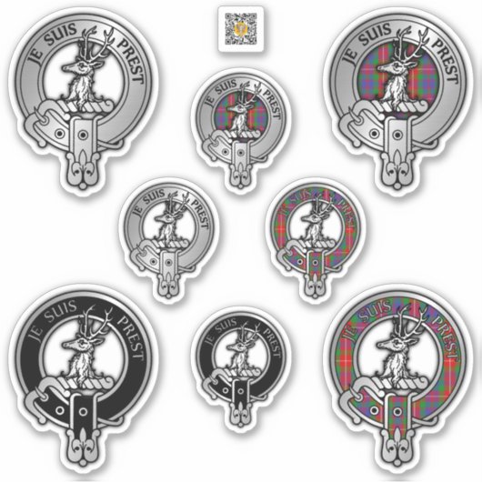 Clan Fraser von Lovat Wappen & Tartan Aufkleber (Vorderseite)