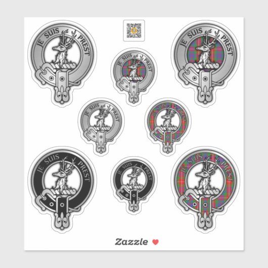 Clan Fraser von Lovat Wappen & Tartan Aufkleber (Blatt)