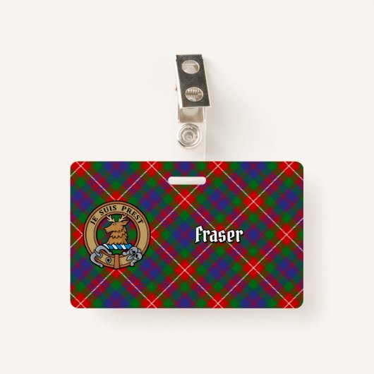 Clan Fraser von Lovat Wappen über Tartan Ausweis (Vorderseite mit Klammer)