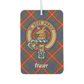 Clan Fraser von Lovat Wappen über Tartan Autolufterfrischer (Vorderseite)