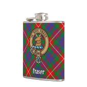 Clan Fraser von Lovat Wappen über Tartan Flachmann (Links)