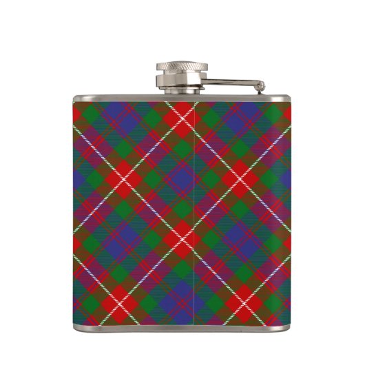 Clan Fraser von Lovat Wappen über Tartan Flachmann (Rückseite)