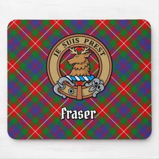 Clan Fraser von Lovat Wappen über Tartan Mousepad (Vorne)