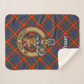 Clan Fraser von Lovat Wappen über Tartan Sherpadecke (Vorderseite (Horizontal))