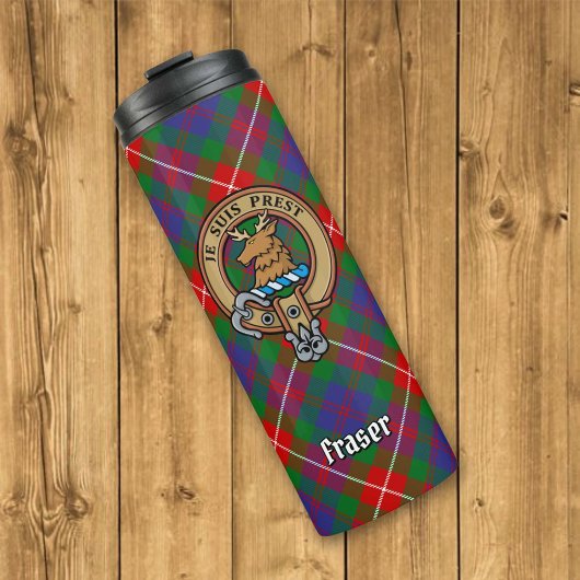Clan Fraser von Lovat Wappen über Tartan Thermosbecher