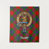 Clan Fraser von Lovat Wappen über Tartan Wandteppich (Vorderseite)