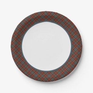 Clan Fraser von Lovat Weathered Tartan Border Pappteller