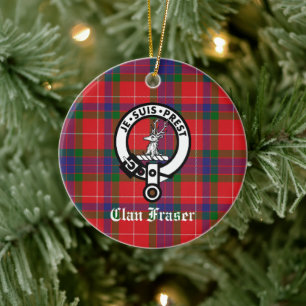 Clan Fraser Wappen Abzeichen & Tartan individuell Keramik Ornament