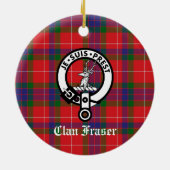Clan Fraser Wappen Abzeichen & Tartan individuell Keramik Ornament (Hinten)