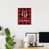 Clan Fraser Wappen Abzeichen und Tartan Art Print Poster (Heimbüro)