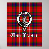 Clan Fraser Wappen Abzeichen und Tartan Art Print Poster (Vorne)