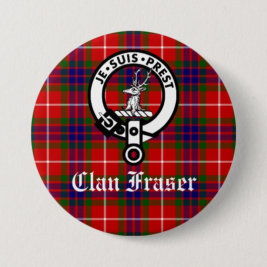 Clan Fraser Wappen Abzeichen und Tartan Button (Vorderseite)