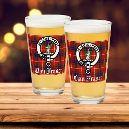 Clan Fraser Wappen Abzeichen und Tartan Glas