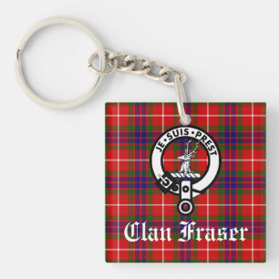Clan Fraser Wappen Abzeichen und Tartan Schlüsselanhänger