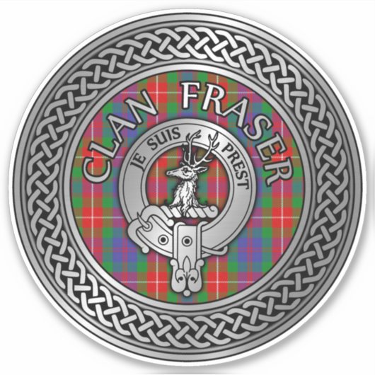Clan Fraser Wappen & Tartan Knot Sticker (Vorderseite)
