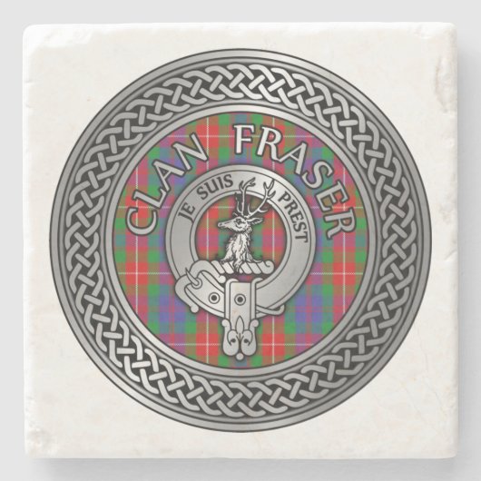 Clan Fraser Wappen & Tartan Knot Stone Untersetzer (Vorderseite)